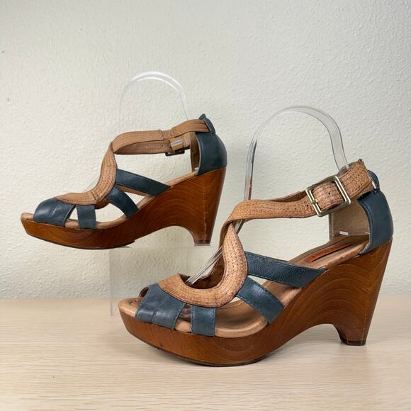 Miz Mooz Petra Wooden Heel Sandals Mod Retro Pinup Fairy Grunge Whimsy Twee 7.5 - Picture 2 of 11